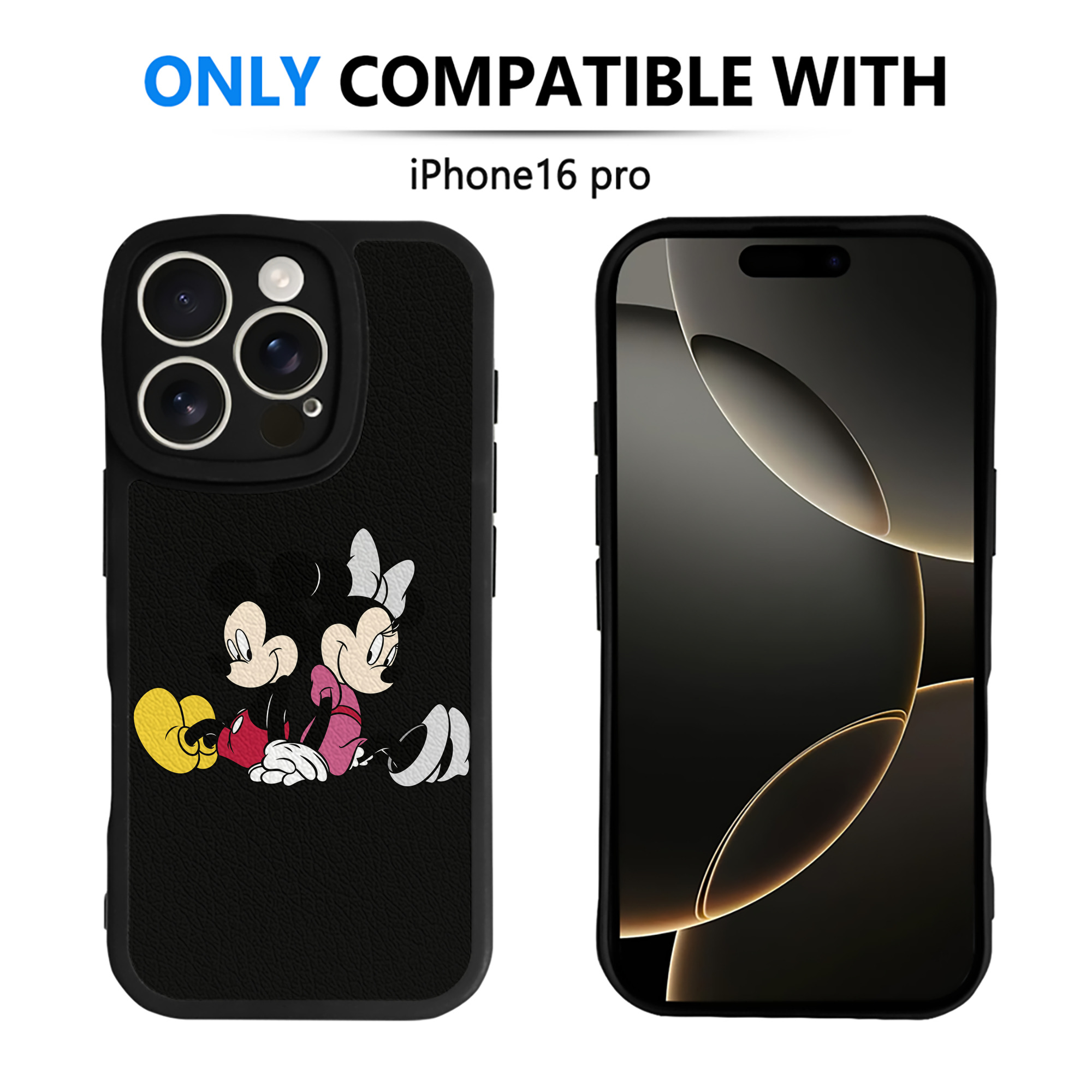 （画像用） ミッキーマウス Mickey Mouse 【iPhone 16シリーズ対応】シリコンスマホケース（レザー調） 材質：シリコン